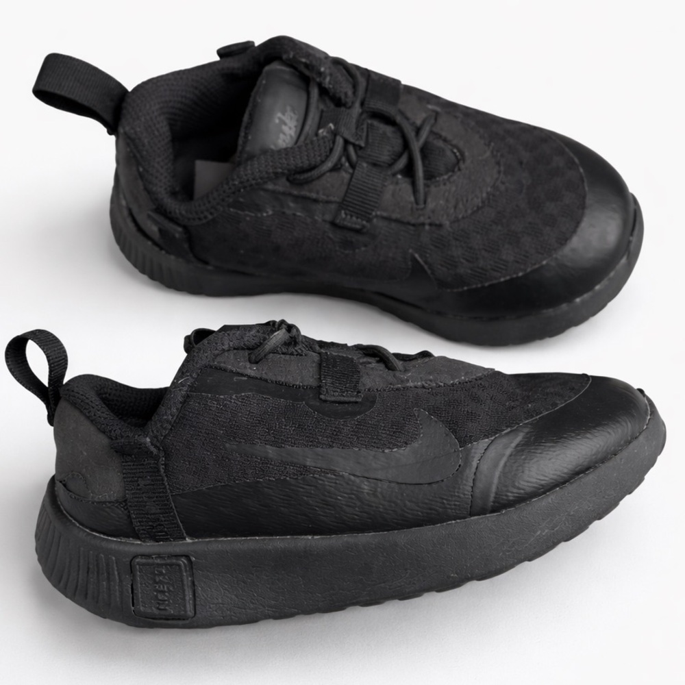 Nike Reposto TD Triple Black Toddler Sneakers | Size 7 | Slip-On Athletic Shoes